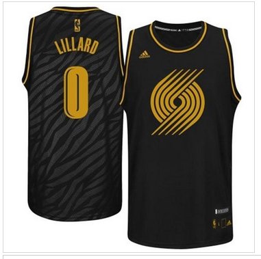 Portland Trail Blazers #0 Damian Lillard Black Precious Metals Fashion NBA Jersey