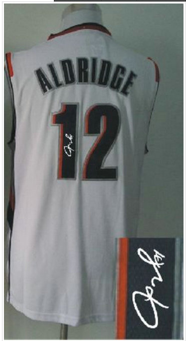 Portland Trail Blazers Revolution 30 Autographed #12 Lamarcus Aldridge White Stitched NBA Jersey
