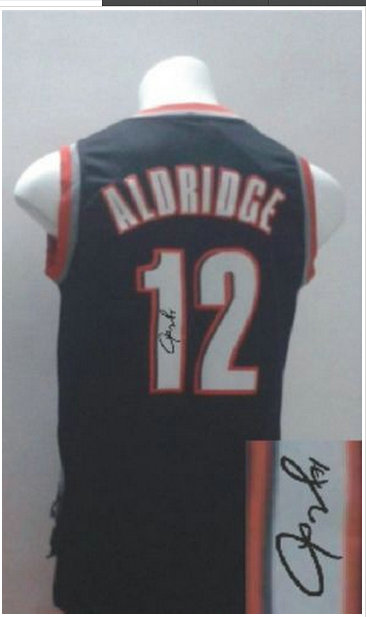 Portland Trail Blazers Revolution 30 Autographed #12 Lamarcus Aldridge Black Stitched NBA Jersey