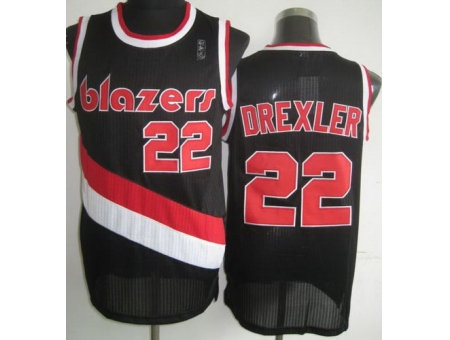 Portland Trail Blazers 22 Clyde Drexler Black Hardwood Classics Revolution 30 NBA Jerseys