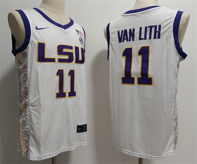 Men's LSU Tigers #11 Hailey Van Lith White Stitched Jersey Men's LSU Tigers #11 Hailey Van Lith White Stitched Jersey