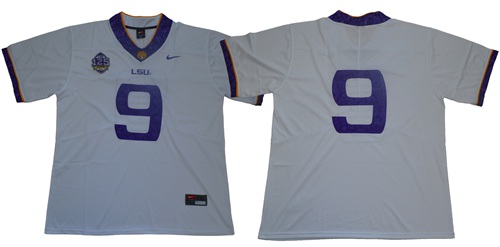 LSU Tigers #9 Joe Burrow White 125 Seasons Limited Stitched NCAA