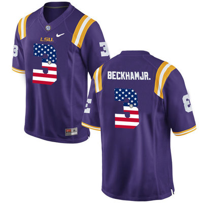 LSU Tigers Tigers 3 Odell Beckham Jr. Purple USA Flag College Football Limited Jersey