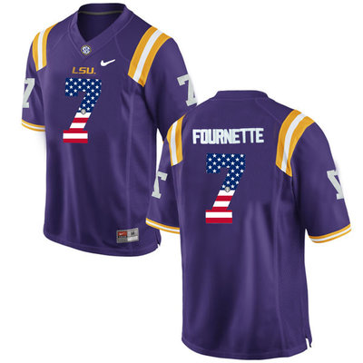 LSU Tigers 7 Leonard Fournette Purple USA Flag College Football Limited Jersey