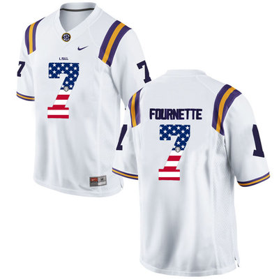 LSU Tigers 7 Leonard Fournette White USA Flag College Football Limited Jersey