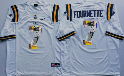 LSU Tigers 7 Leonard Fournette White Portrait Number College Jersey LSU Tigers 7 Leonard Fournette White Portrait Number College Jersey