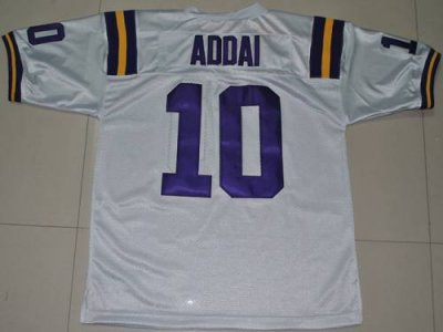 LSU Tigers #10 Joseph Addai White Embroidered NCAA Jersey