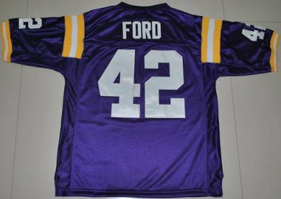 LSU Tigers #42 Michael Ford Purple Embroidered NCAA Jersey