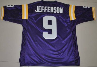 LSU Tigers #9 Jordan Jefferson Purple Embroidered NCAA Jersey
