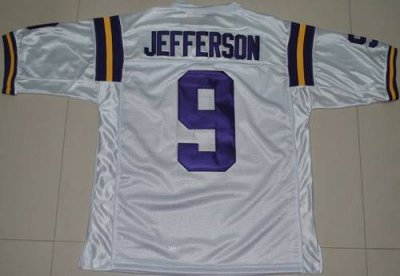 LSU Tigers #9 Jordan Jefferson White Embroidered NCAA Jersey