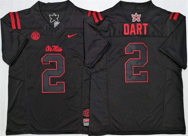 Men's Ole Miss Rebels #2 Jaxson Dart Black 2025 F.U.S.E. Stitched jersey