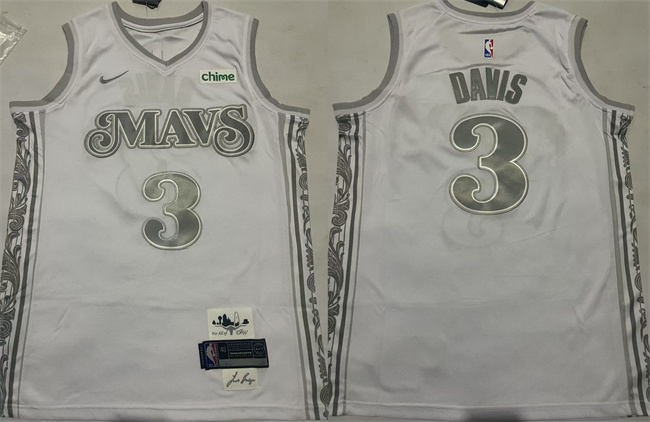 Men's Dallas Mavericks #3 Anthony Davis White 2024 25 City Edition Stitched Basketball Jersey