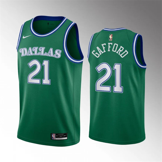 Men's Dallas Mavericks #21 Daniel Gafford Green Classic Edition Stitched Basketball Jersey Men's Dallas Mavericks #21 Daniel Gafford Green Classic Edition Stitched Basketball Jersey
