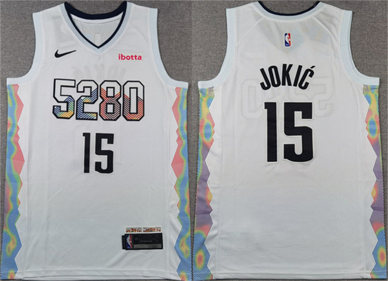 Men's Denver Nuggets #15 Nikola Joki? White 2024 25 City Edition Stitched Basketball Jersey