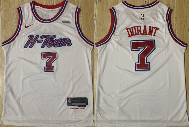 Men's Houston Rockets #7 Kevin Durant White 2024 25 Stitched Jersey