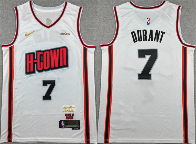 Men's Houston Rockets #7 Kevin Durant White 2024 25 City Edition Stitched Jersey