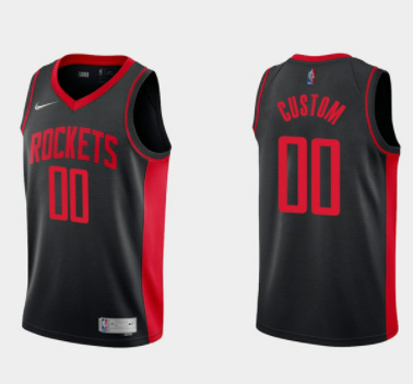 Men's Houston Rockets Active Player Custom Black Earned Edition Stitched Basketball Jersey