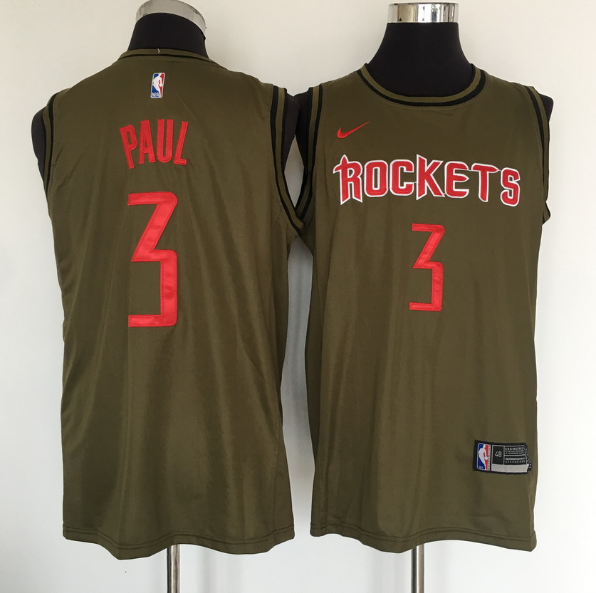 Rockets #3 Chris Paul Olive Nike Swingman Jersey