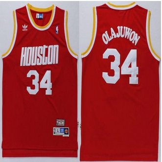 Houston Rockets #34 Hakeem Olajuwon Red Throwback Stitched NBA Jersey
