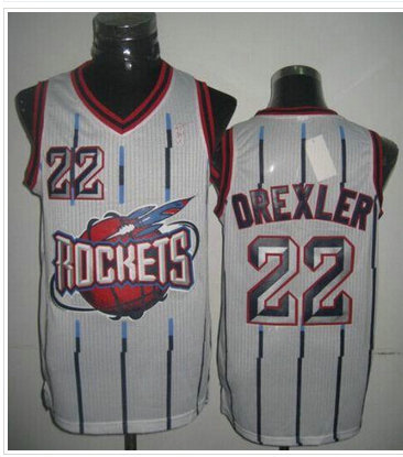 Houston Rockets #22 Clyde Drexler White Throwback NBA Jersey