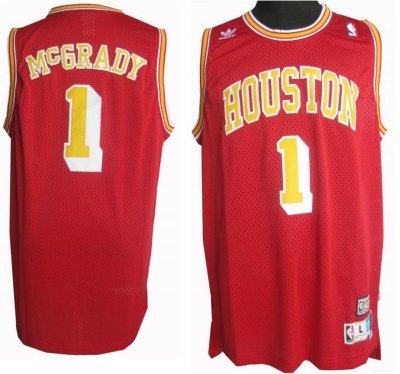 Houston Rockets 1 Tracy McGrady Red Jersey Yellow Number