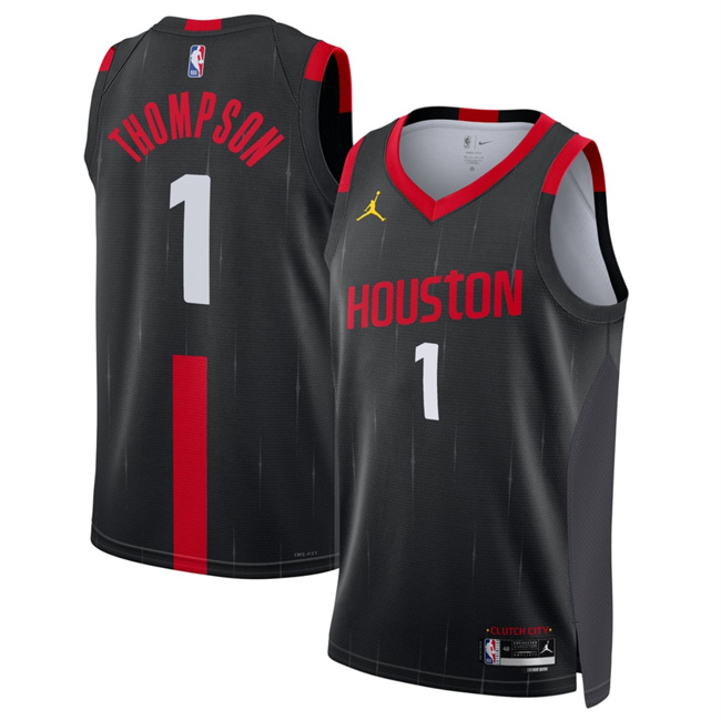 Men's Houston Rockets #1 Amen Thompson Black 2026 27 Statement Edition Stitched Basketball Jersey