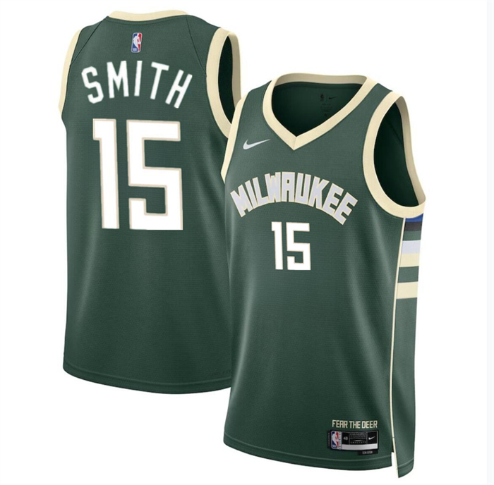 Men's Milwaukee Bucks #15 Tyler Smith Green 2024 Draft Icon Edition Stitched Basketball Jersey Men's Milwaukee Bucks #15 Tyler Smith Green 2024 Draft Icon Edition Stitched Basketball Jersey
