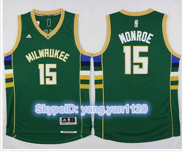 Milwaukee Bucks #15 Greg Monroe Green Stitched NBA Jersey