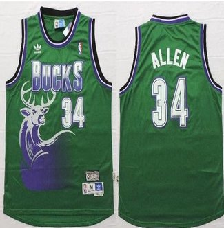 Milwaukee Bucks #34 Ray Allen Green Throwback New Stitched NBA Jersey