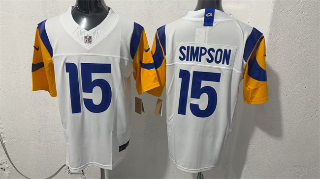 Men's Los Angeles Rams #15 Ty Simpson White 2026 Draft F.U.S.E. Vapor Limited Stitched Football Jersey