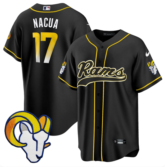 Men's Los Angeles Rams #17 Davante Adams Black Stitched Baseball Jersey