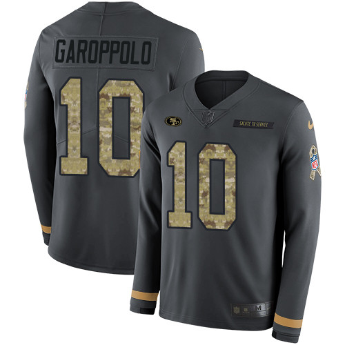 Nike 49ers #10 Jimmy Garoppolo Anthracite Salute to Service Youth