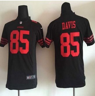 Youth New 49ers #85 Vernon Davis Black Alternate Stitched NFL Elite Jersey