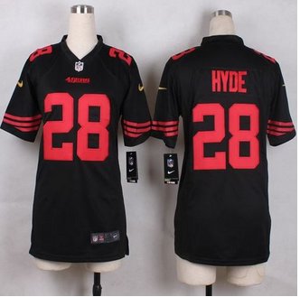 Youth New 49ers #28 Carlos Hyde Black Alternate Stitched NFL Elite Jersey