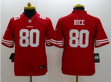 Youth NEW 49ers #80 Jerry Rice Red Team Color NFL Limited Jersey