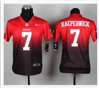 Youth NEW 49ers #7 Colin Kaepernick Red Black NFL Elite Fadeaway Fashion Jersey