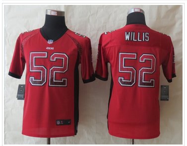 Youth 49ers #52 Patrick Willis Red NFL Elite Drift Fashion Jersey