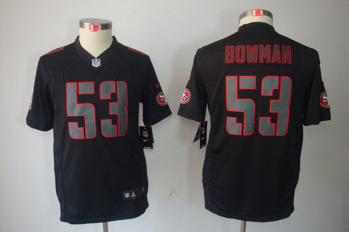 Youth NEW San Francisco 49ers 53# Navorro Bowman Black Jerseys(Impact Limited) Youth NEW San Francisco 49ers 53# Navorro Bowman Black Jerseys(Impact Limited)
