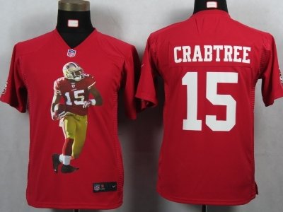 Youth NEW San Francisco 49ers 15 Crabtree Red Portrait Fashion Game Jerseys