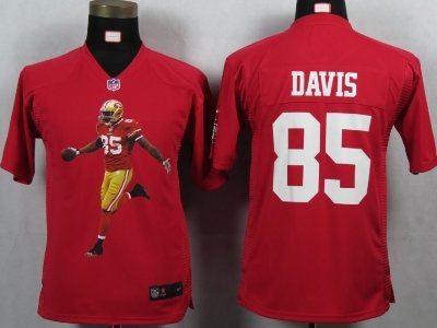 Youth NEW San Francisco 49ers 85 Davis Red Portrait Fashion Game Jerseys