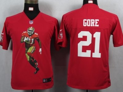 Youth NEW San Francisco 49ers 21 Gore Red Portrait Fashion Game Jerseys