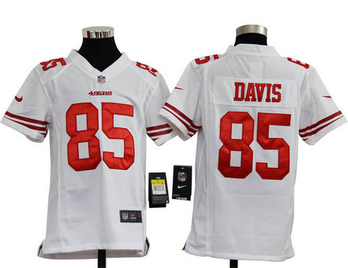 Youth Nike NFL San Francisco 49ers 85 Vernon Davis White Jerseys