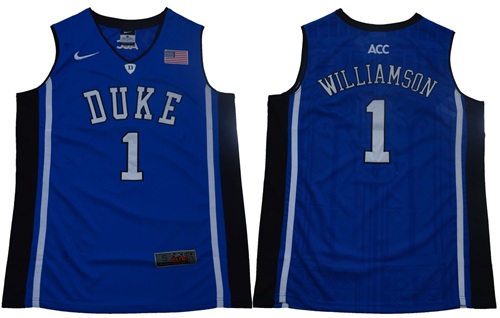 Blue Devils #1 Zion Williamson Blue Black Basketball Elite Stitched