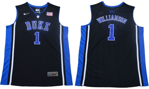 Blue Devils #1 Zion Williamson Black Blue Basketball Elite Stitched