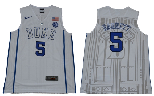 Blue Devils #5 R.J. Barrett White Basketball Elite Stitched NCAA Jersey Blue Devils #5 R.J. Barrett White Basketball Elite Stitched NCAA Jersey