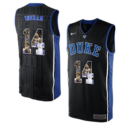Duke Blue Devils 14 Brandon Ingram Black With Portrait Print College Basketball Jersey2
