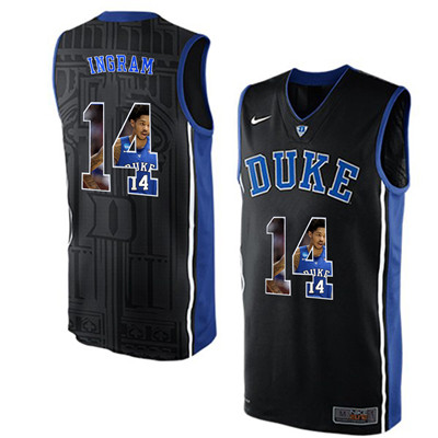 Duke Blue Devils 14 Brandon Ingram Black With Portrait Print College Basketball Jersey