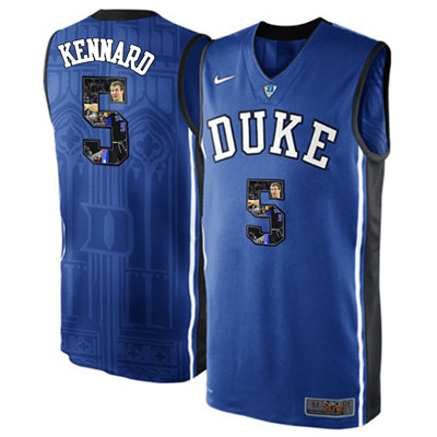 Duke Blue Devils 5 Luke Kennard Blue With Portrait Print College Basketball Jersey2