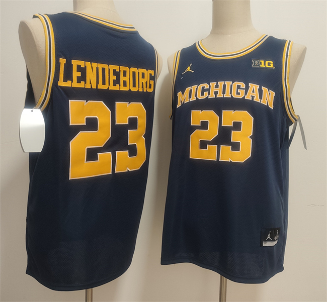 Men's Michigan Wolverines #23 Yaxel Lendeborg Navy 2025 Vapor Limited Stitched Football Jersey
