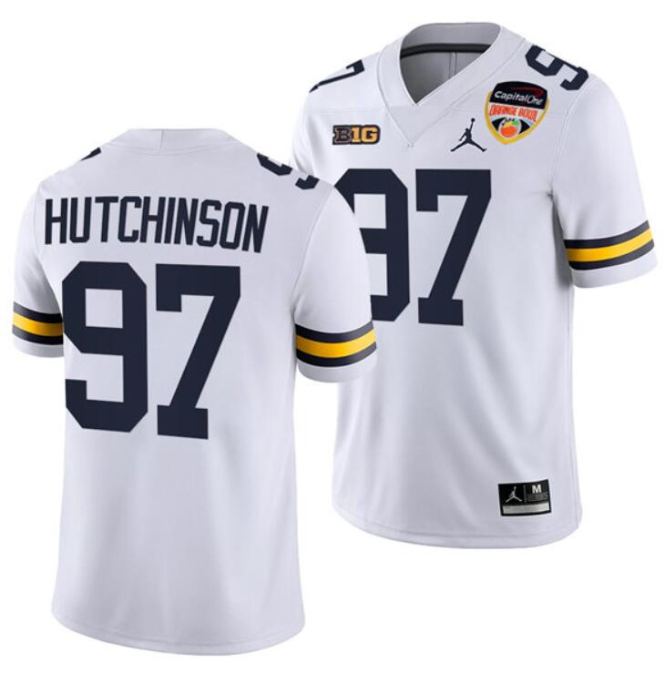 Men's Michigan Wolverines Customized White College Football Playoff Stitched Jersey Men's Michigan Wolverines Customized White College Football Playoff Stitched Jersey